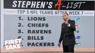 FIRST TAKE | Lamar & Ravens are SCARIEST team in NFL! - Shannon rips Stephen A-List: Top 5 NFL Teams