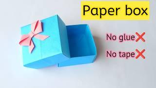 DIY paper box|How to make paper box|Papar gift box|No glue paper craft|No glue craft|Origami box