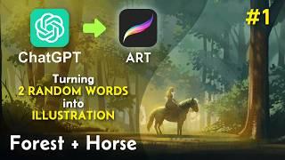 Turning Random Words from ChatGPT into Illustrations | Procreate Digital Art Time Lapse | Part 1