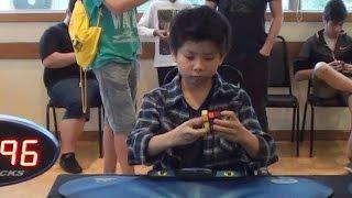 Chan Hong Lik 8 yrs old solves rubik's cube 8.63 sec