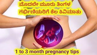 ಮೊದಲೇ ಮೂರು ತಿಂಗಳ ಗರ್ಭಿಣಿಯರಿಗೆ ಕೆಲ ಕಿವಿಮಾತು l 1 to 3 month pregnancy tips l safe pregnancy tips l