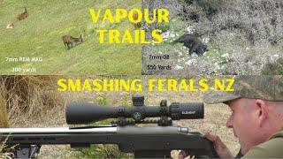 VAPOUR TRAILS | SMASHING FERALS NZ | NZ HUNTING IMPACTS  - LONG RANGE HUNTING SLOW MO COMPILATION