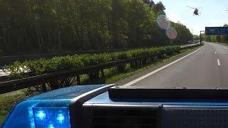 Polizei sperrt Autobahn für Rettungshubschrauber nach Unfall | POV GoPro Einsatzfahrt Inside
