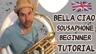 Easy Tutorial for beginners on sousaphone, tuba, euphonium with fingerings and score for Bella Ciao