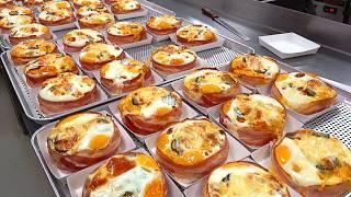 Crazy Toppings! Unique Bacon Cheese Egg Bread Making - Korean Bakery