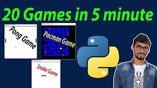 20 games in 5 minutes using python || python games || python tutorial || pygame in python