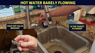 Troubleshooting faucet hot water low pressure, low flow problem.