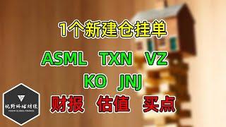 美股 1个新建仓挂单！ASML、TXN、VZ、KO、JNJ，财报，估值、买点！