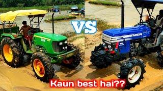 John Deere 5404 63HP 4wd vs Farmtrac 45 Ultramaxx  4wd 47HP in River || Tractor Help