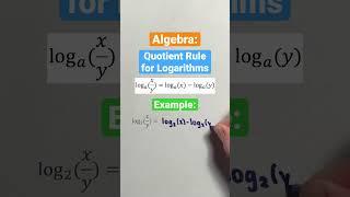 Quotient Rule for Logarithms #Shorts #logarithms #algebra #math #education #school #learn