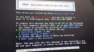 How to Fix Error Bios Legacy Boot Of UEFI Only Media