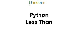 Python Less Than - Comparison Operator