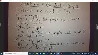 SKETCHING QUADRATIC GRAPHS