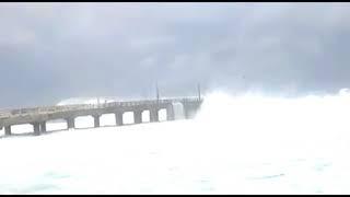 Rameshwaram pamban bridge affected by Tsunami and big waves. Shocking rare video