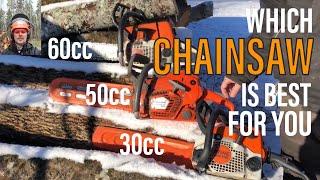 Comparing 60 cc Chainsaw versus 50 cc and 30 cc Chainsaws -E14
