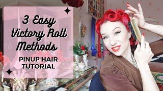 3 Easy Pinup Hair Victory Roll Methods   Vintage Hair Tutorial