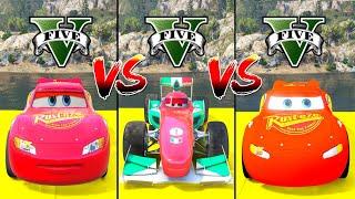 Epic Lightning Mcqueen Vs Russian Mcqueen Vs Francesco Bernoulli In GTA 5 who will be the winner?