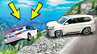 ПОЛИЦЕЙСКАЯ ПОГОНЯ ЗА LEXUS LX570! СТОЛКНУЛ КОПА С ОБРЫВА! BEAMNG DRIVE!