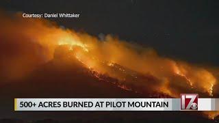 Video shows flames overtake iconic rock walls of Pilot Mountain