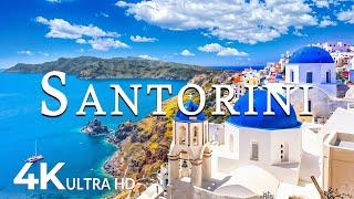 FLYING OVER SANTORINI (4K UHD) - Soothing Music Along With Beautiful Nature Video - 4K Video UltraHD