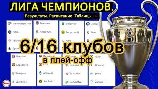 Кто вышел в плей-офф Лиги Чемпионов? Результаты 5 тура. Таблицы, расписание.