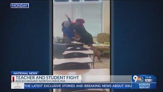 A substitute teacher and a student get into a fight.