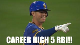 Dylan Moore's Career High 5 RBI on 3 Hits vs As!!