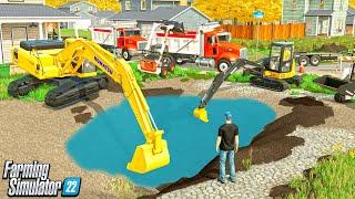 DIGGING A $100,000 SWIMMING POOL! (CONSTRUCTION SERIES) | FARMING SIMULATOR 22