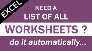 How to Get a List of All Worksheet Names Automatically in Excel