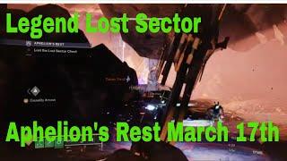 Destiny 2  Solo Aphelion's Rest Legend Lost Sector Guide  March 17th Exotic Head Armor Rewards
