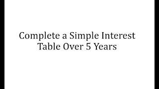 Complete a Simple Interest Table Over 5 Years