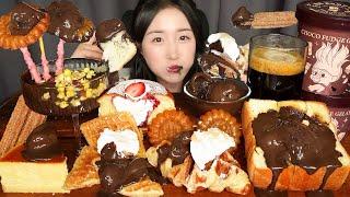 EVERYTHING COVERED IN CHOCOLATE CHOCOLATE ICE CREAM + WAFFLES & CAKE ASMR MUKBANG