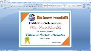 How To Make a Certificate Design in Microsoft Word | Certificate Design in MS Word