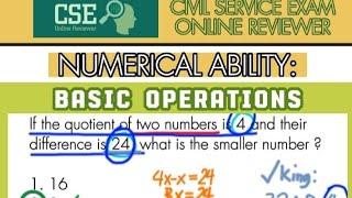 CIVIL SERVICE EXAM | Numerical Ability: Basic Operations | CSE Online Reviewer