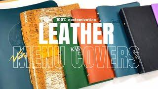 Custom Logo Leather Menu Covers, Restaurant Menu Holders, Leather Ring Binders | Jin Sheu