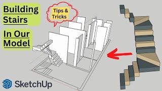 How To Create Stairs in Sketchup | Building Staircase in Our Model | Sketchup Tutorials