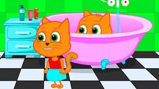 Cats Family in English - Brother Is Hiding In The Bath Cartoon for Kids