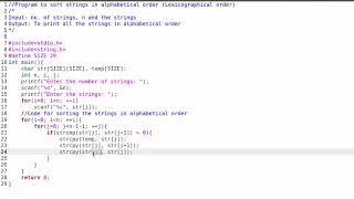 Program to sort strings in alphabetical order (Lexicographical order)