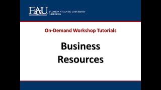 Business Resources (On-Demand Tutorial/Workshop)