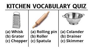 Kitchen Vocabulary 50 quizzes - Can You Pass ?  Test your English | Kitchen utensils English test