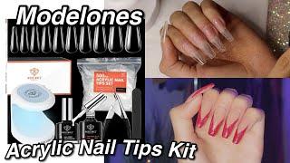 Easiest Way To Do Nails At Home?! Modelones Acrylic Nail Tips Kit!