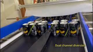 Double channel film wrapping machine after canned beverage filling