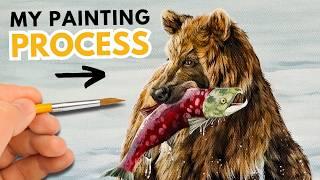 Painting a Realistic Bear in Acrylic | Acrylic Painting Timelapse
