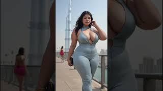 4K] AI ART INDIAN LOOKBOOK MODEL Burj Khalifa building Dubai swimming pool stylish fashion