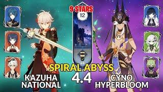 New 4.4 Spiral Abyss│Kazuha National & Cyno Hyperbloom | Floor 12 - 9 Stars | Genshin Impact
