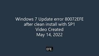 Fix Windows 7 Updates after clean install with Service Pack 1.  Error Code 80072EFE