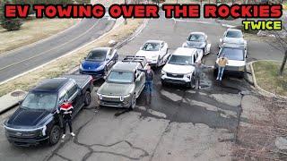 Electric Trucks Tow 500mi Over The Rocky Mountains! Cybertruck vs Lightning vs Silverado EV vs R1T