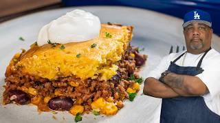 Beef and Cornbread Casserole | Chili Cornbread Pie