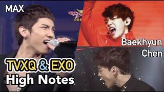 Same high notes sing by TVXQ Max, and EXO Baekhyun, Chen(CUT)