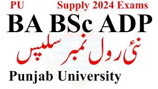 BA BSc ADP Supply 2024 New Roll No Slips PU | ADP Supply 2024 PU | ADA ADS Supply 2024 Exams PU